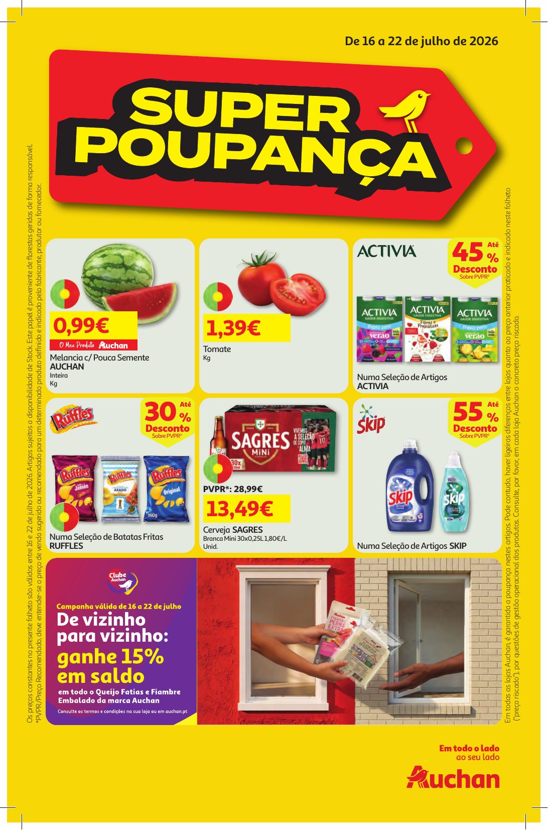 Capa do folheto Auchan · 16 a 22 de julho de 2026