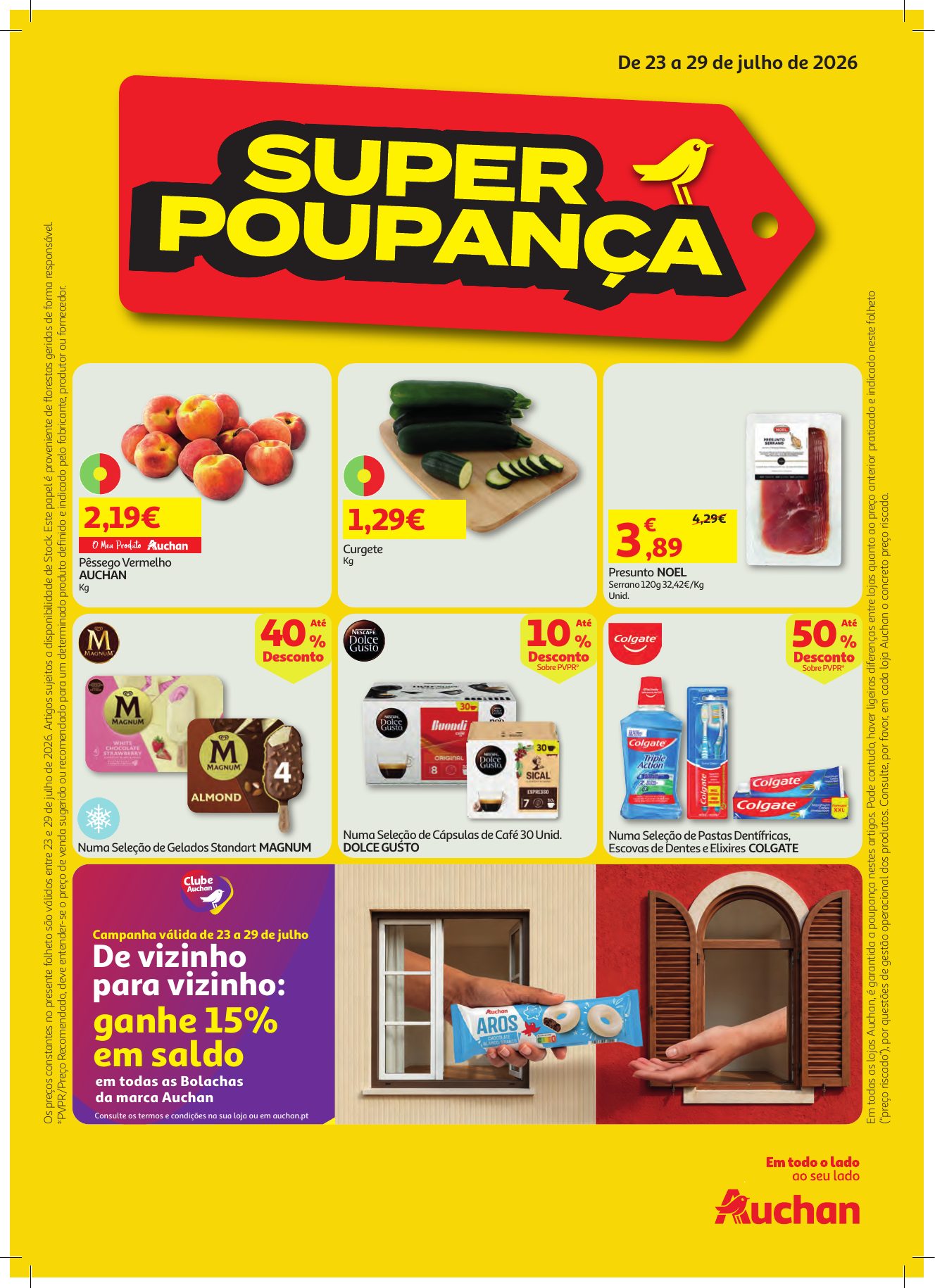 Capa do folheto Auchan · 23 a 29 de julho de 2026