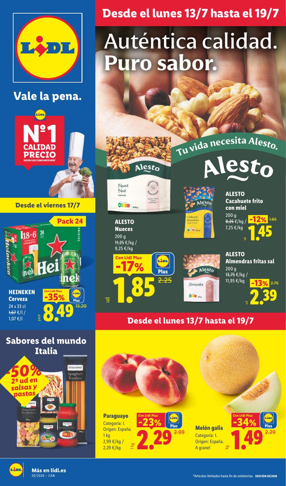 Folleto Lidl Alimentación · 13 de julio de 2026 – 19 de julio de 2026 — Página 1