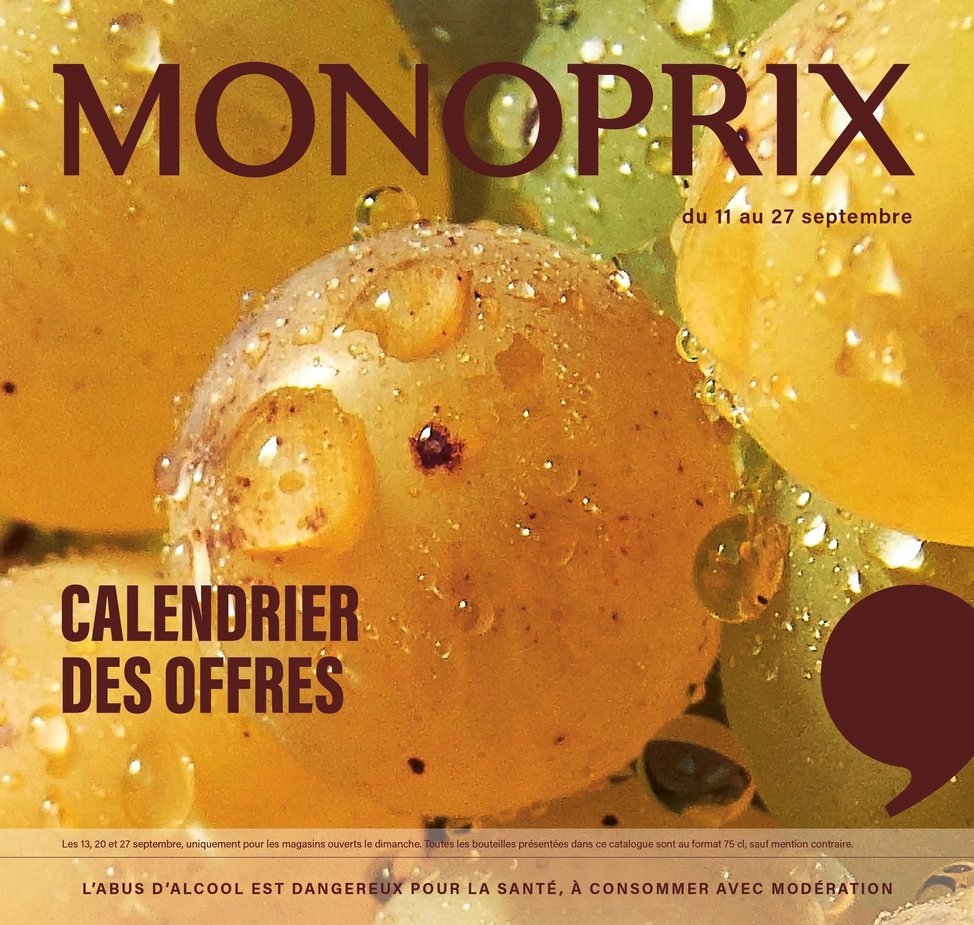 Catalogue Monoprix · Calendrier foire aux vins · du 11 septembre 2026 au 27 septembre 2026