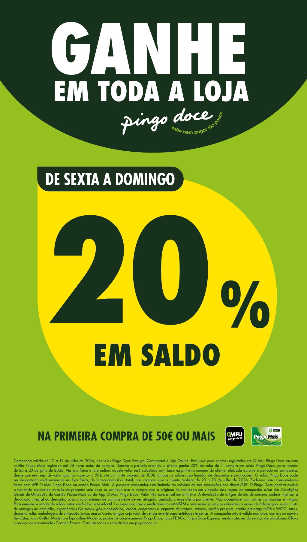 Capa do folheto Pingo Doce · 17 a 20 de julho de 2026