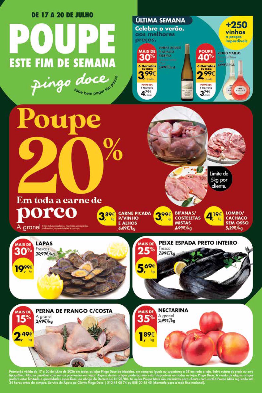 Capa do folheto Pingo Doce · 17 a 20 de julho de 2026