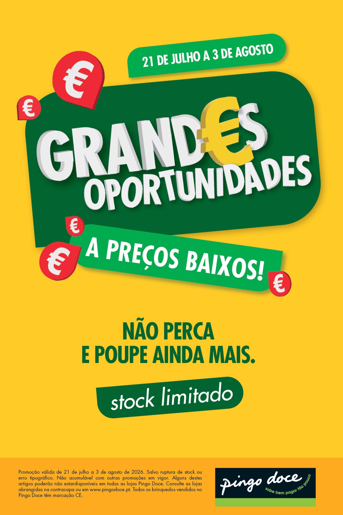 Capa do folheto Pingo Doce · 21 de julho a 3 de agosto de 2026
