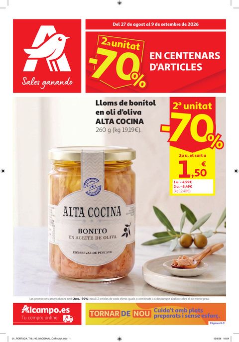 Portada Folleto Alcampo · Catalán 2ª Unidad -70% en Cientos de Articulos