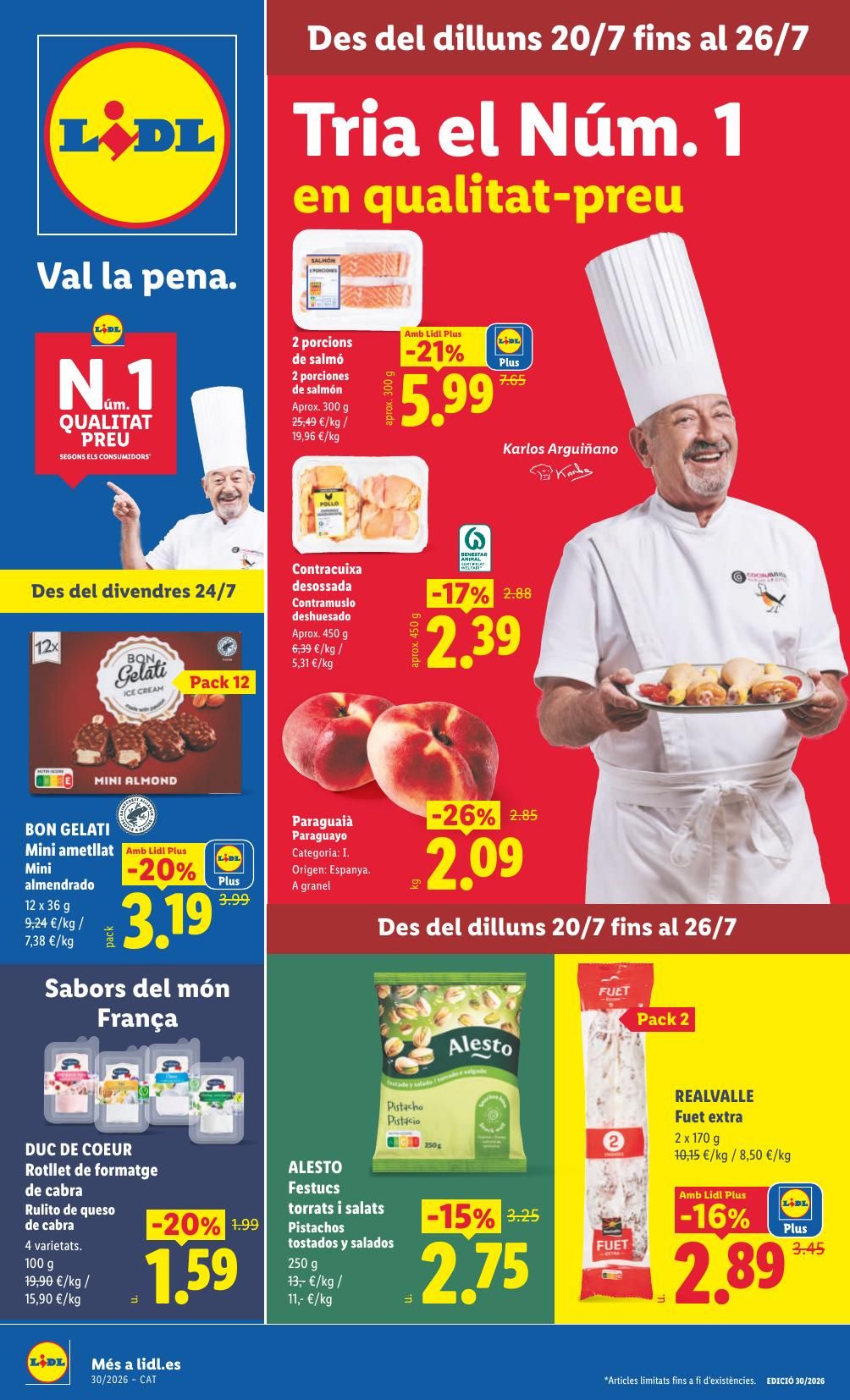 Folleto Lidl Alimentación · 20 de julio de 2026 – 26 de julio de 2026 — Página 1