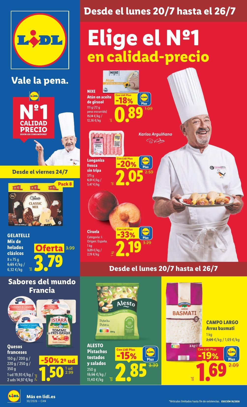 Folleto Lidl Alimentación · 20 de julio de 2026 – 26 de julio de 2026 — Página 1
