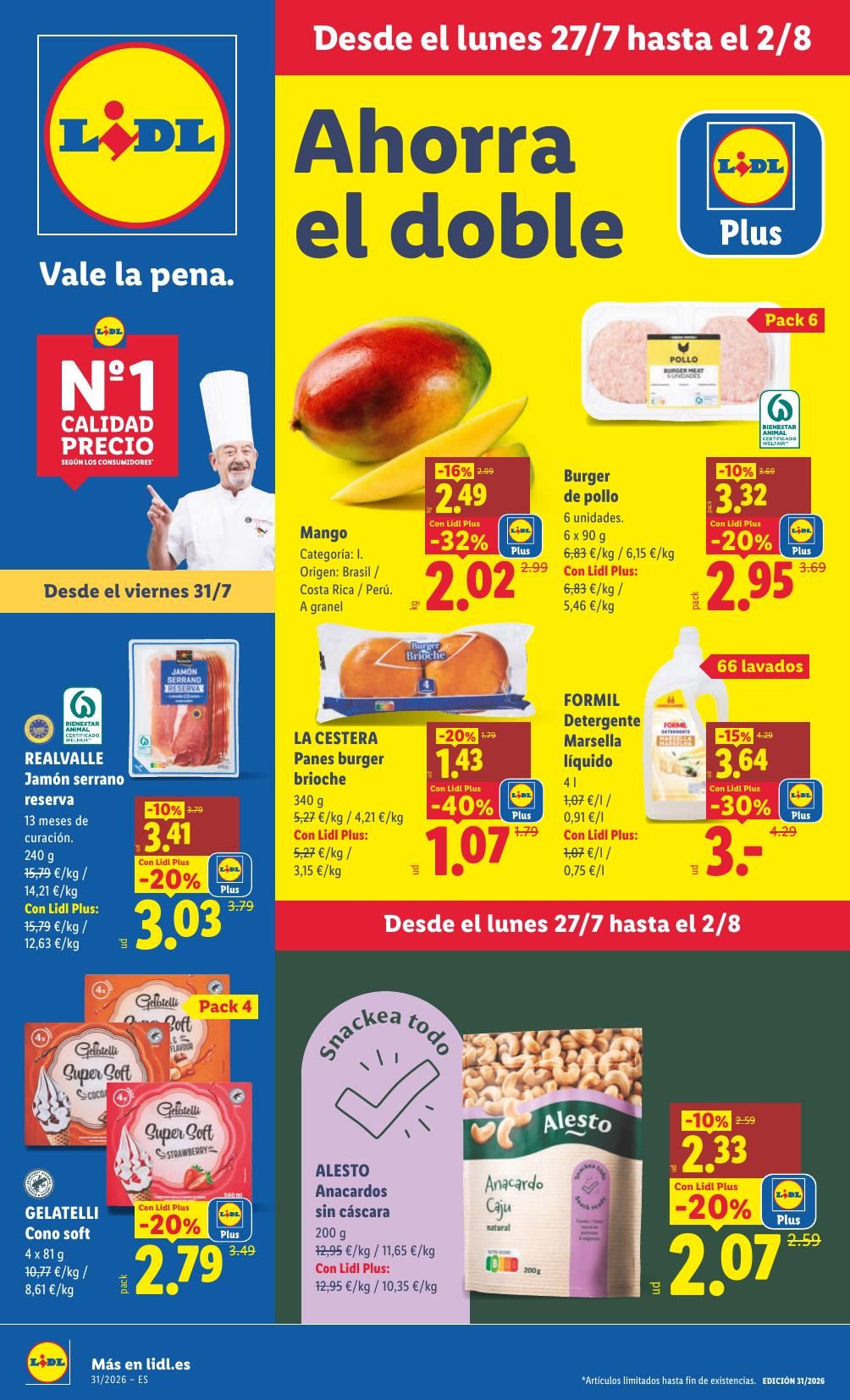 Folleto Lidl Alimentación · 27 de julio de 2026 – 2 de agosto de 2026 — Página 1