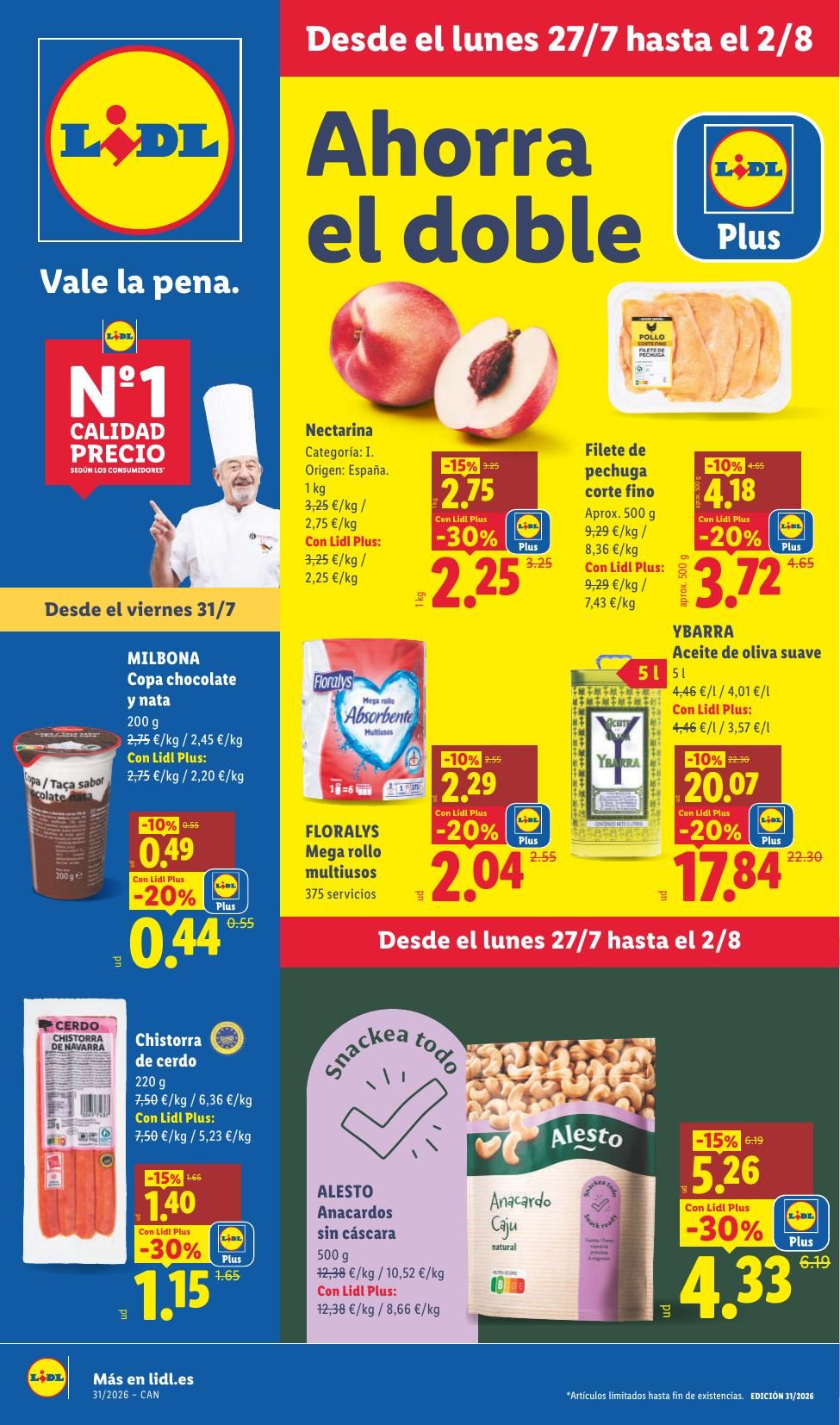 Folleto Lidl Alimentación · 27 de julio de 2026 – 2 de agosto de 2026 — Página 1