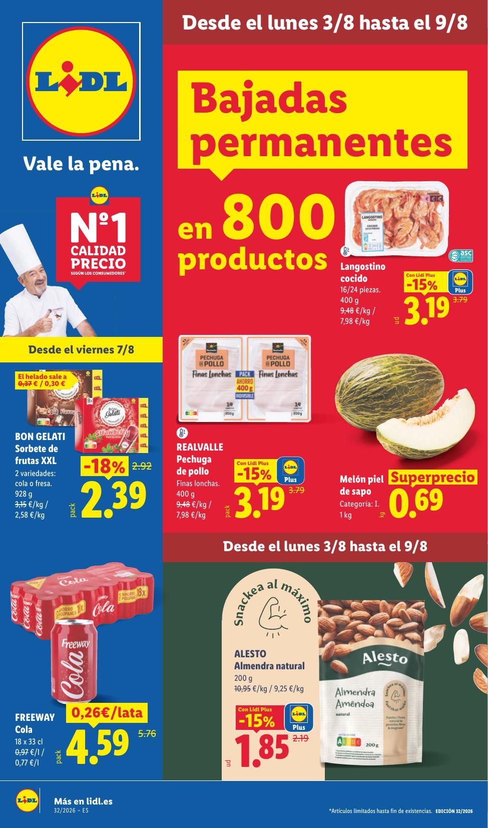Folleto Lidl Alimentación · 3 de agosto de 2026 – 9 de agosto de 2026 — Página 1