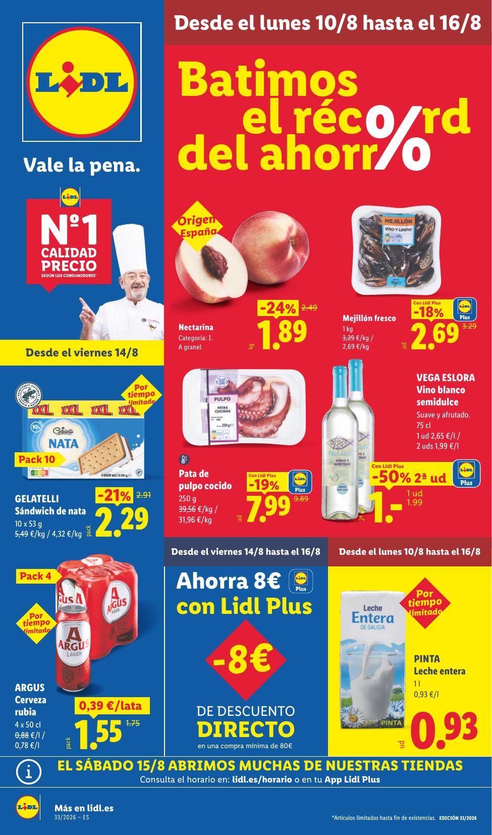 Folleto Lidl Alimentación · 10 de agosto de 2026 – 16 de agosto de 2026 — Página 1