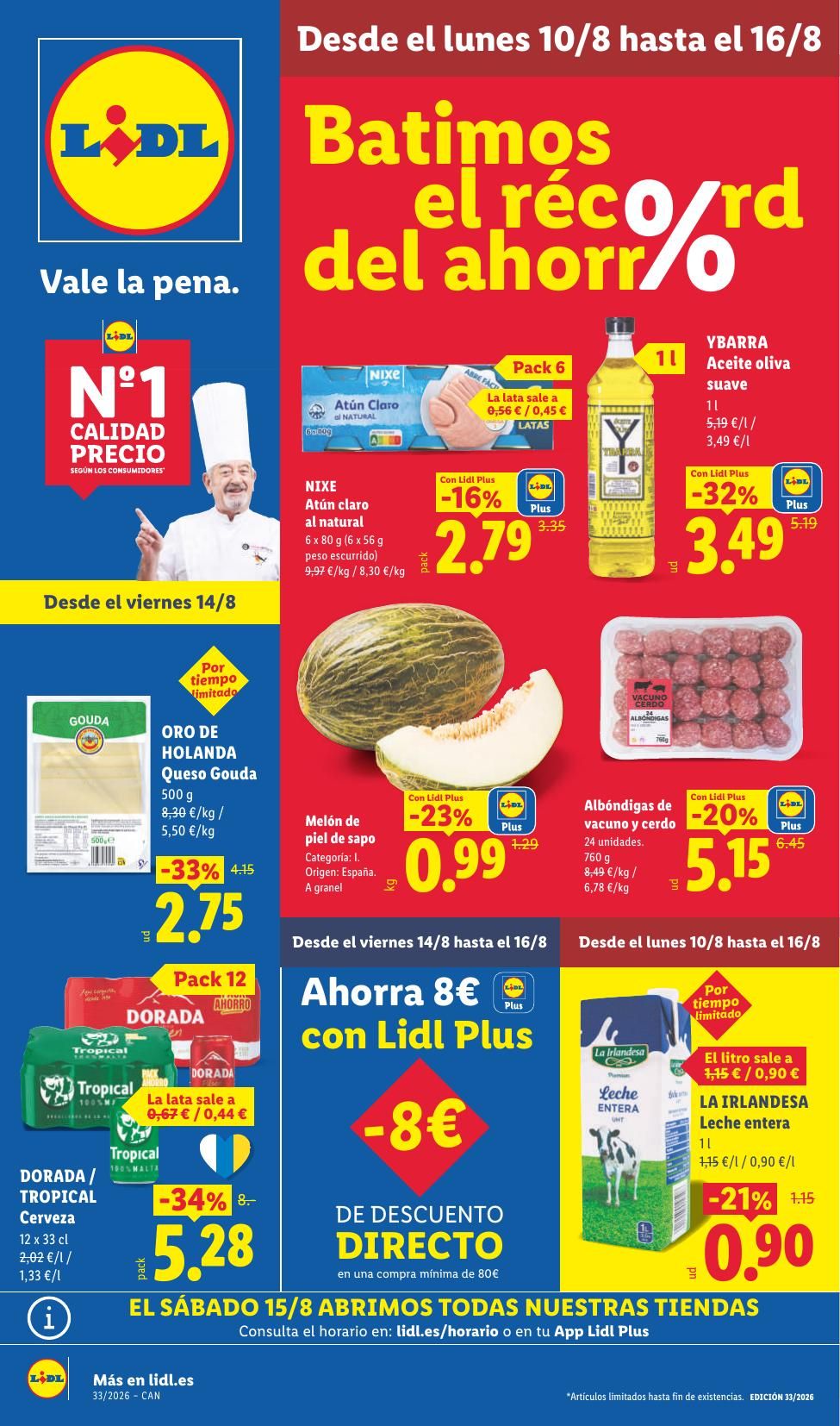 Folleto Lidl Alimentación · 10 de agosto de 2026 – 16 de agosto de 2026 — Página 1