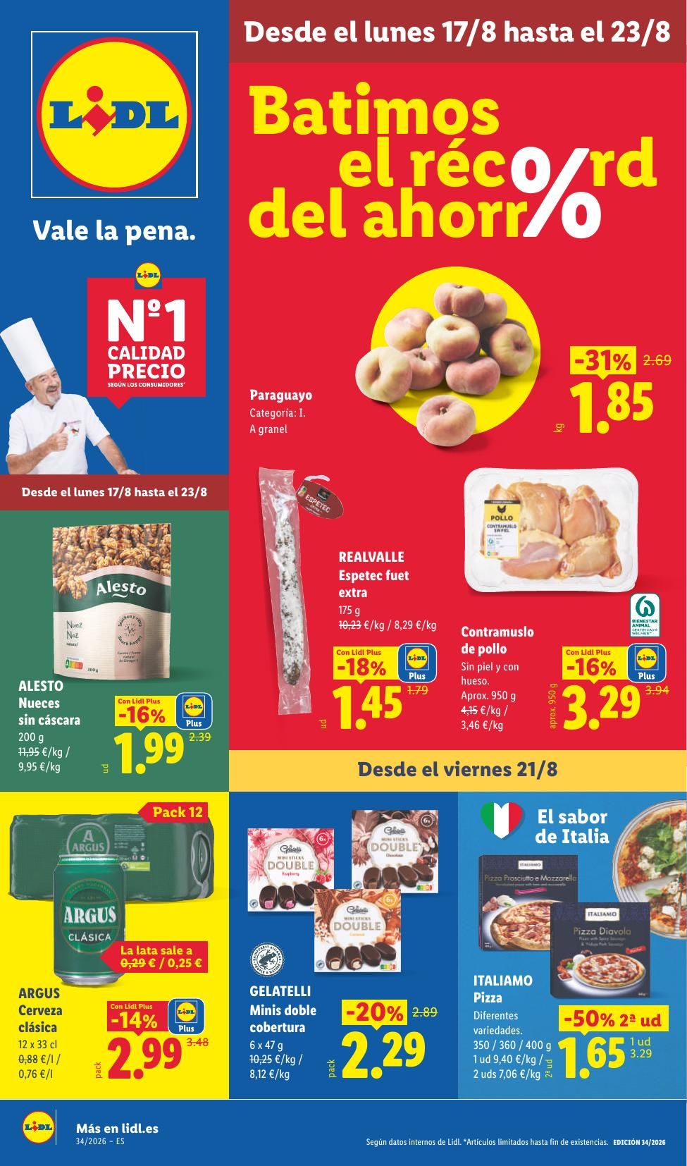 Folleto Lidl Alimentación · 17 de agosto de 2026 – 23 de agosto de 2026 — Página 1