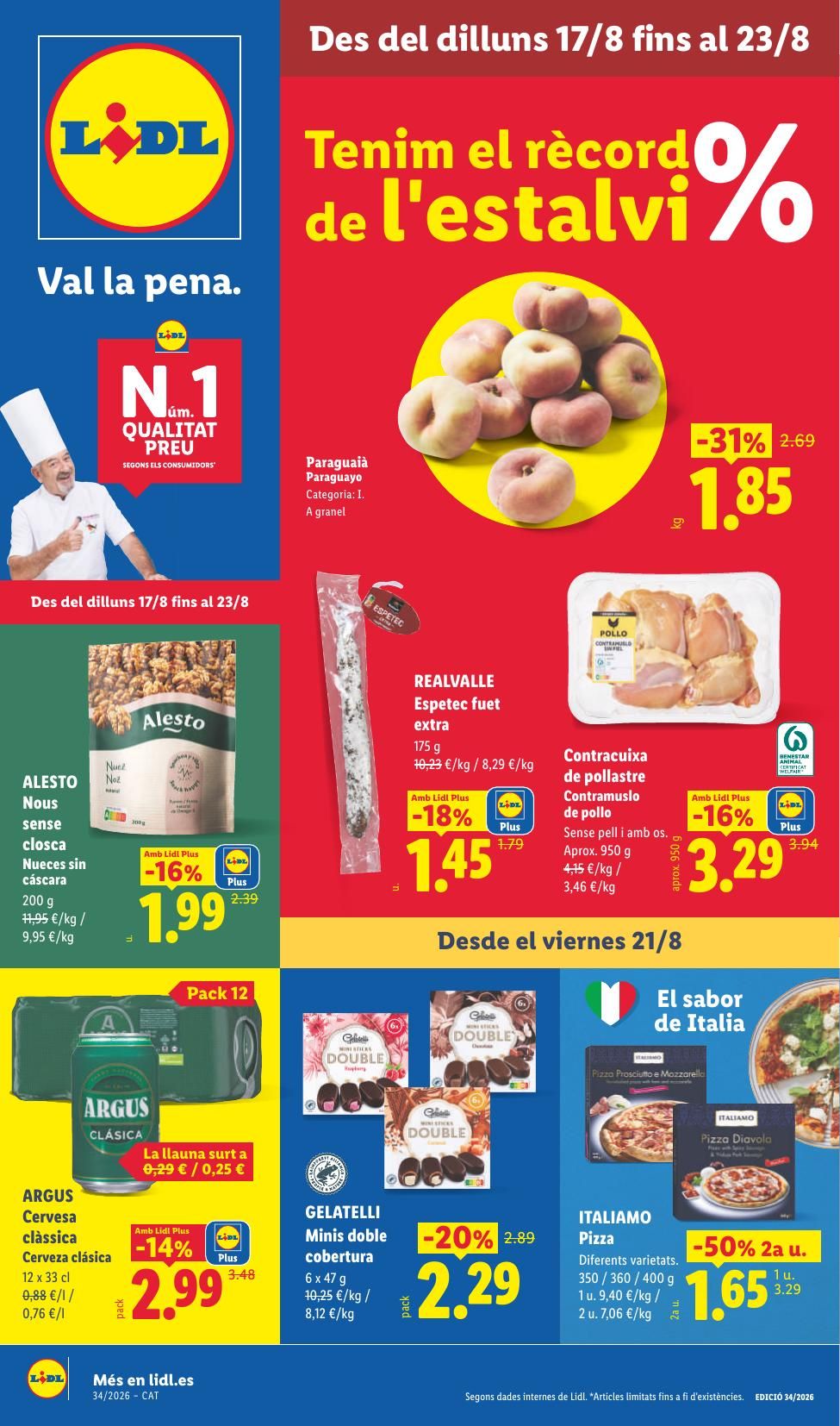 Folleto Lidl Alimentación · 17 de agosto de 2026 – 23 de agosto de 2026 — Página 1