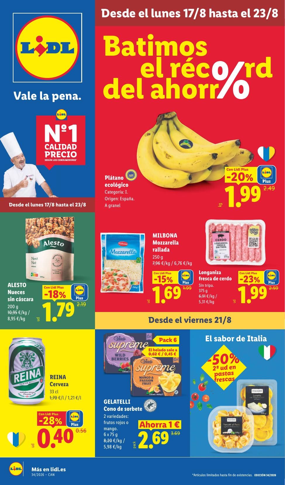 Folleto Lidl Alimentación · 17 de agosto de 2026 – 23 de agosto de 2026 — Página 1